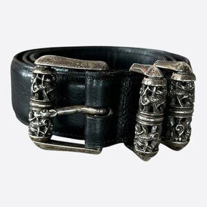 Chrome Hearts Black & Silver Roller Belt